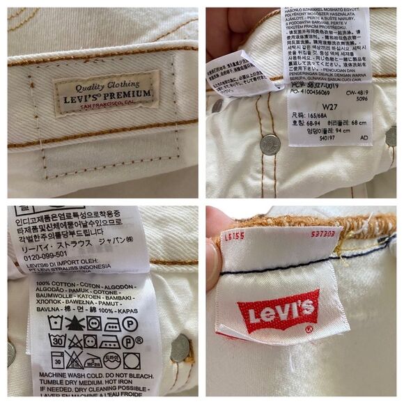 LEVI'S cotton high waisted white jean shorts - sz 27 - button closure - Picture 6 of 9